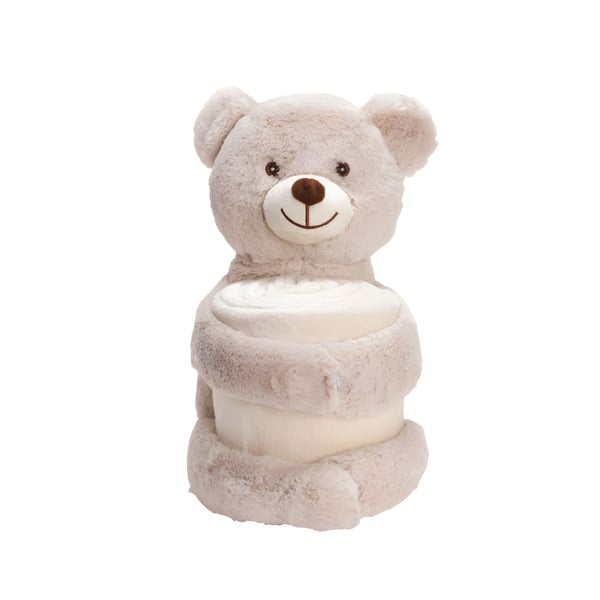 Cozy Teddy Bear with Coral Fleece Blanket