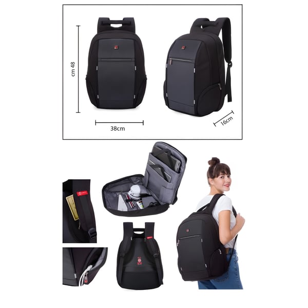 תיק גב יוקרתי למחשב נייד עד 17 אינץ' Swiss דגם MANHATTAN