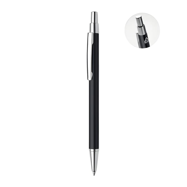 Recycled Aluminum Push Button Ballpoint Pen - Blue Ink