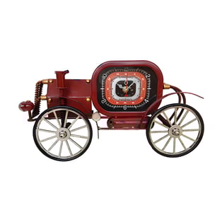 שעון קיר מעוצב ממתכת דגם מכונית קיטור בצבע אדום