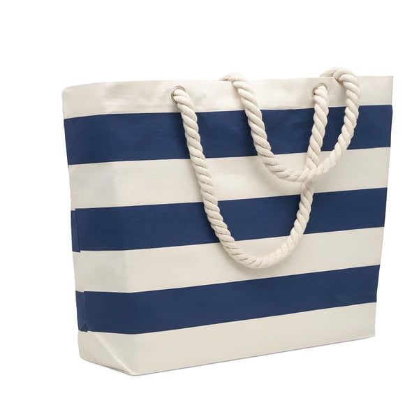 Striped Cotton Beach or Shopping Bag with Rope Handle