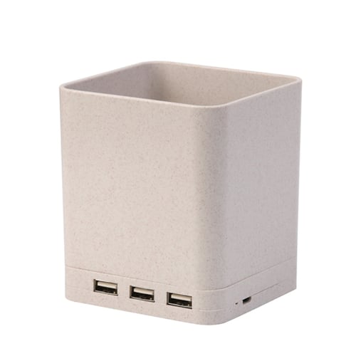 "אינדו" מטען אלחוטי ומפצל USB בכוס לעטים