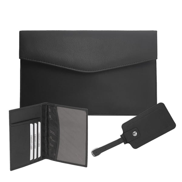 Luxury Leather Travel Set: Passport Cover, Luggage Tag, Document Holder