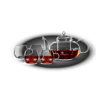 סט קנקן תה זכוכית 1.5 ליטר ו-4 כוסות מסדרת INDONESIA של FOOD APPEAL