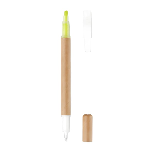 Eco-Friendly Recycled Dual Ball Pen & Highlighter