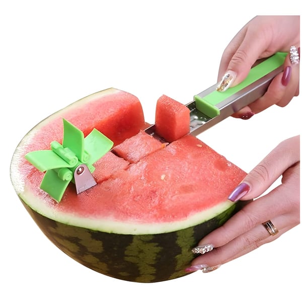 חותך קוביות אבטיח ומלון – סכין נירוסטה מתכתית