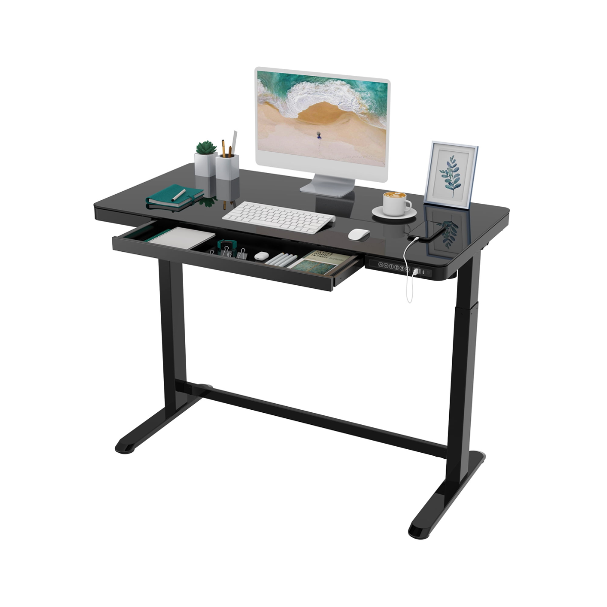 שולחן מתכוונן חכם עם טעינה אלחוטית - SMARTER, 140 ס"מ