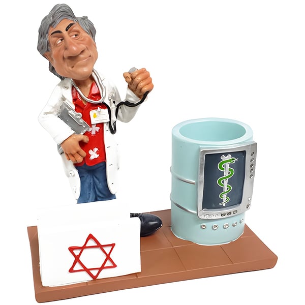 מעמד שולחני עם כוס לעטים וכרטיסי ביקור