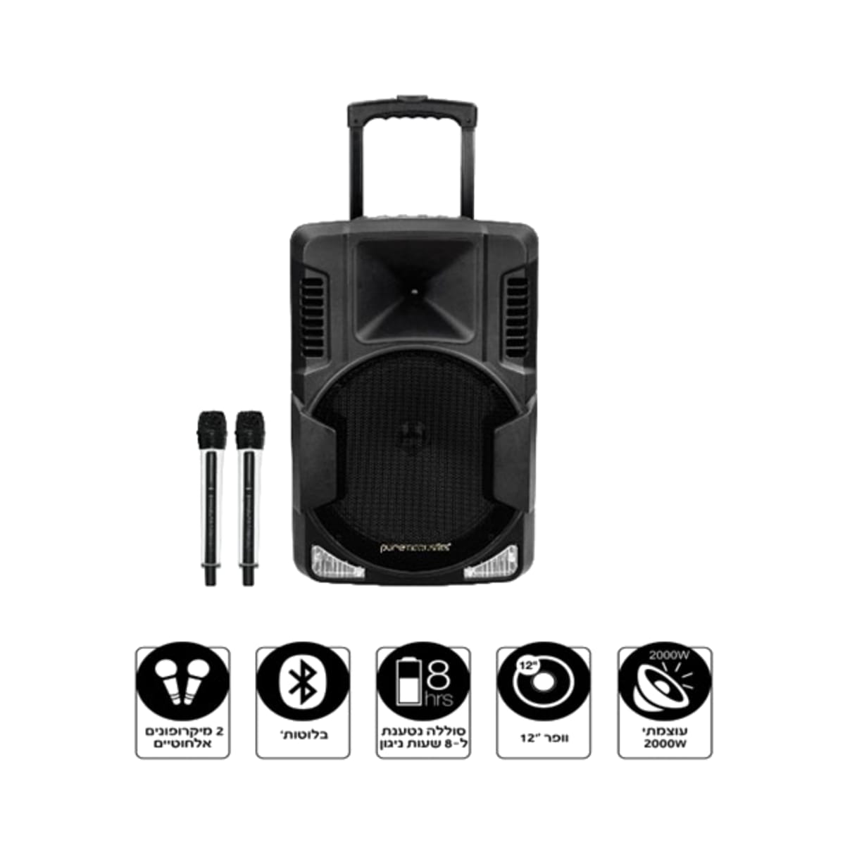 רמקול PMPO עם מיקרופונים אלחוטיים - חווית קריוקי בלתי נשכחת