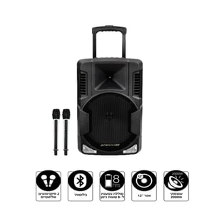 רמקול PMPO עם מיקרופונים אלחוטיים - חווית קריוקי בלתי נשכחת