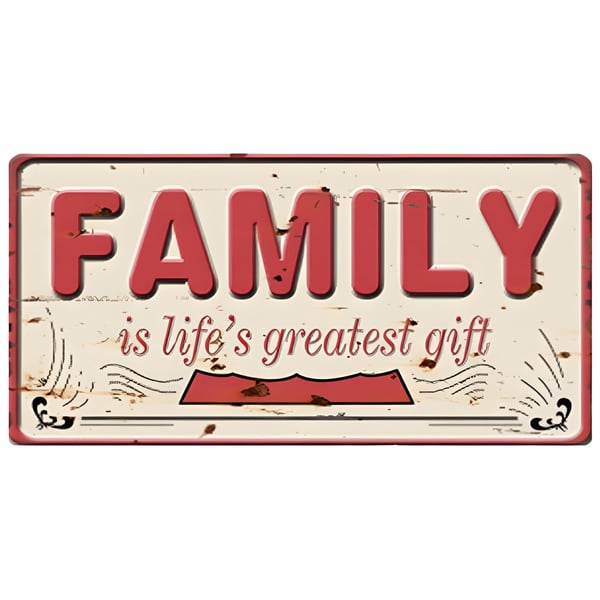 שלט מתכת דקורטיבי 'FAMILY' לבית