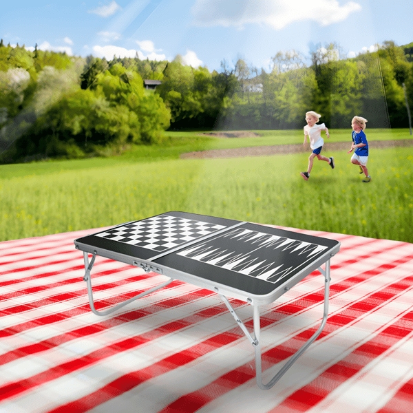 שולחן פיקניק נמוך מתקפל עם משחקים