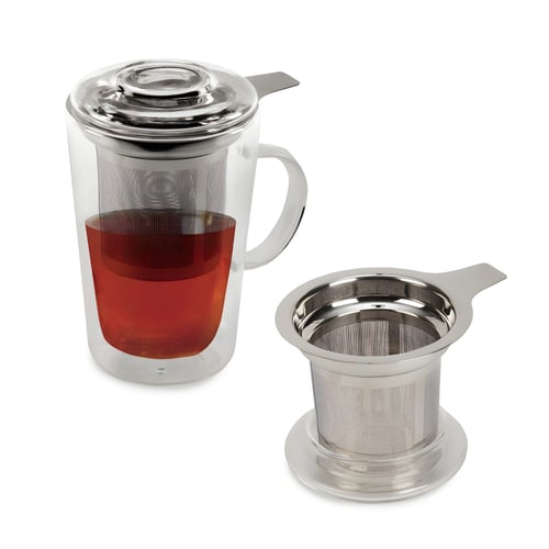 כוס זכוכית כפולה עם מסננת חליטה איכותית