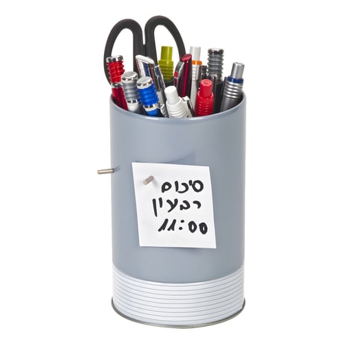 מעמד שולחני ממתכת בעיצוב מודרני עם לוח הודעות