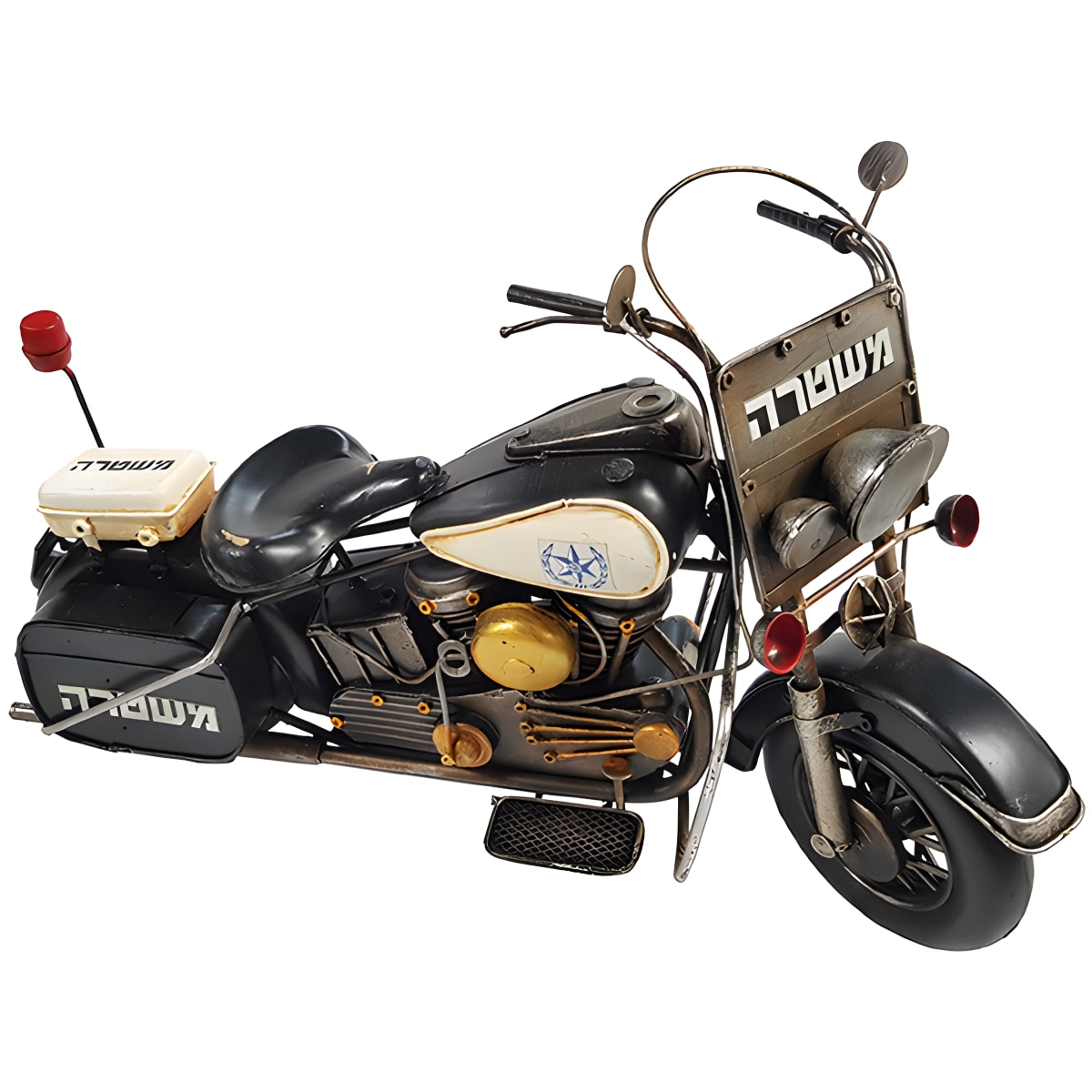 אופנוע משטרתי רטרו מתכת שחור - מהדורת וינטג'