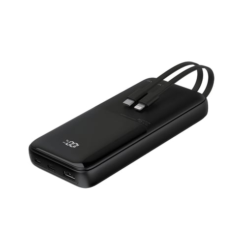 סוללת גיבוי יעילה 20000mAh עם כבלים מובנים וצג דיגיטלי