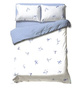 סט מצעים כותנה במראה קלאסי עם פרחים ודוגמות נקודות