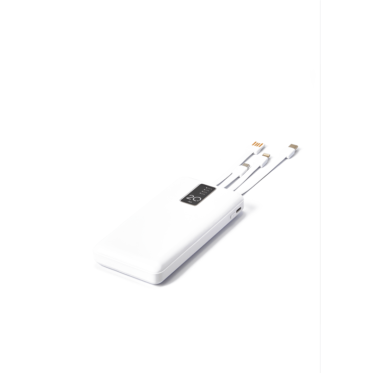 פאוור בנק 10000mAh עם תצוגה דיגיטלית וכבלים מובנים