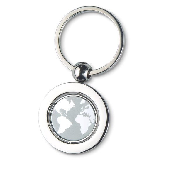 Metal Keychain with Globe Decoration