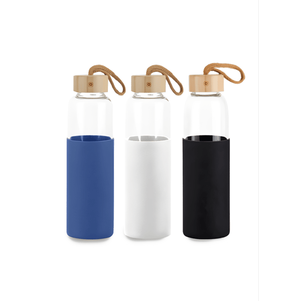 בקבוק זכוכית בורוסיליקט חם/קר עם חבק סיליקון 550 מ"ל