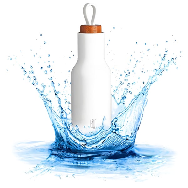 570ml Stainless Steel Thermos Bottle with Wooden Lid & Silicone Handle by H2O-Pro