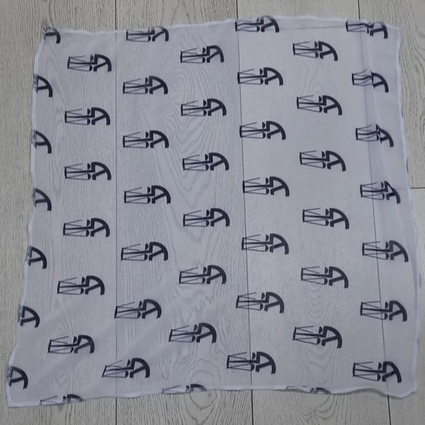 Sheer Chiffon Stewardess Scarf with Full Print 65/65 cm