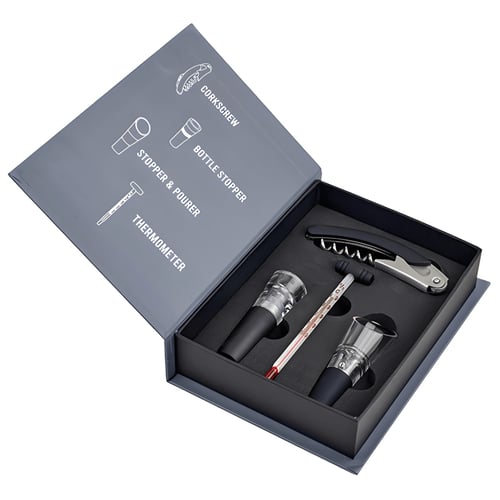 מארז אביזרי יין מעוצב - 4 חלקים בצורת ספר