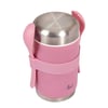 מיכל תרמי נירוסטה חם/קר לאוכל כולל מזלג וכף מבית המותג Pack&eat - ורוד