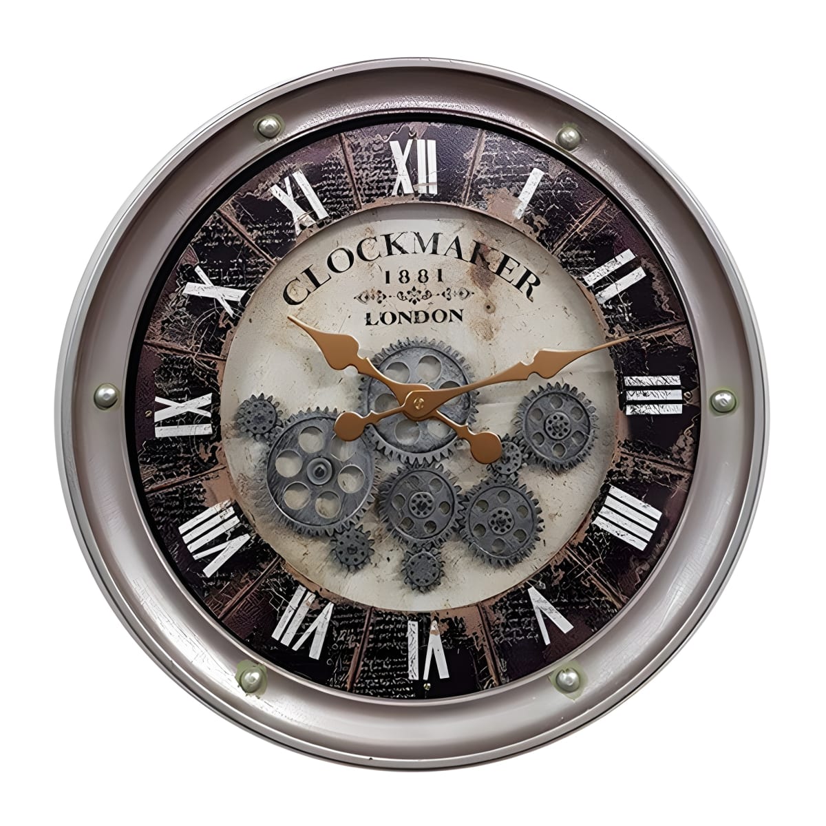 שעון קיר דקורטיבי עם גלגלי שיניים - קוטר 43 ס"מ