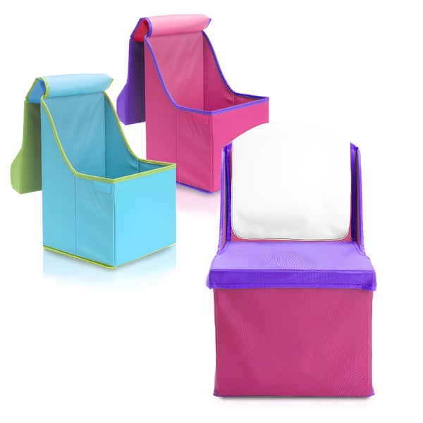 Foldable Kids Chair with Storage and Supportive Backrest