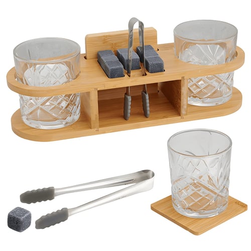 Luxury Whiskey Set with Bamboo Stand - 15 Pieces
