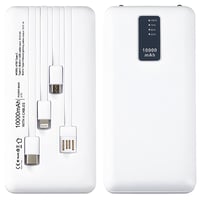 פאוור בנק 10,000mAh עם כבלים נשלפים, פנסי לד וצג דיגיטלי
