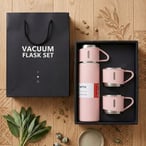 סט תרמוס יוקרתי עם 3 ספלי נירוסטה במארז מתנה
