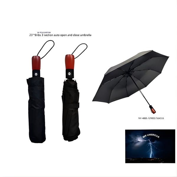 מטריה מתקפלת פרימיום בצבע שחור