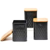 Stylish Set of 3 for Coffee, Sugar, and Tea in Black Square Design