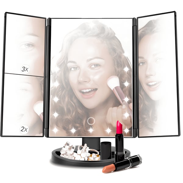 Adjustable Tri-Fold LED Lighted Makeup Mirror