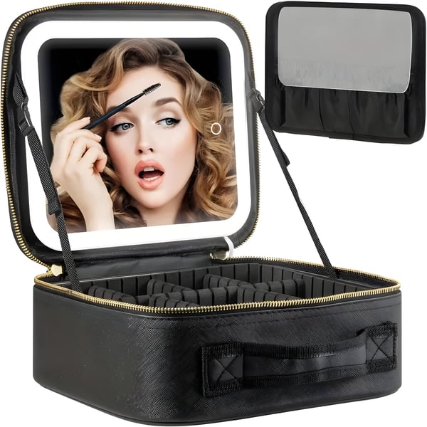 Smart Makeup Bag with Mirror and LED Light by BLAUPUNKT