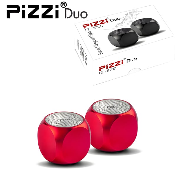זוג רמקולים Bluetooth עוצמתיים PiZZi Mini-DUO ב-2x3W קומפקטיים בצבע שחור