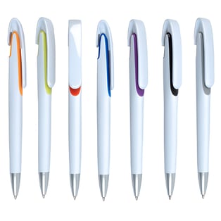 עט כדורי לבן עם שטח פרסום גדול