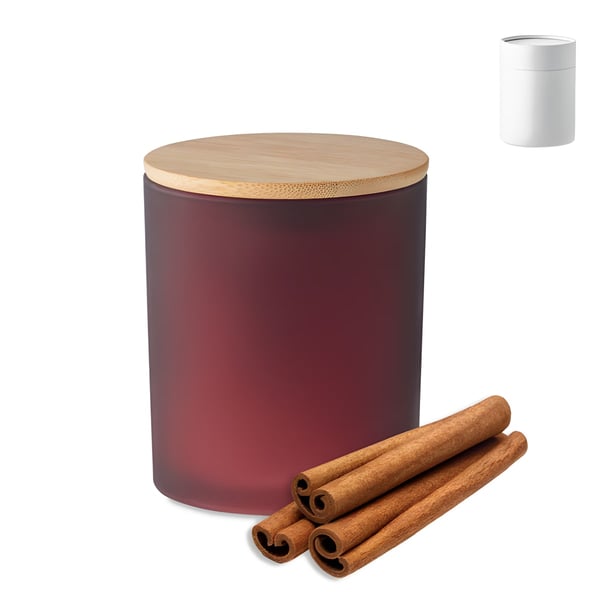 Aromatic Plant-Based Wax Candle in Frosted Glass with Bamboo Lid