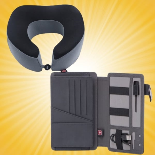 ערכת נסיעות יוקרתית SWISS עם מטען וכרית אורטופדית