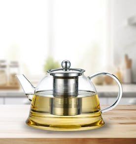 קנקן זכוכית מחוסמת עם מסננת תה אסאם - עמיד בחום