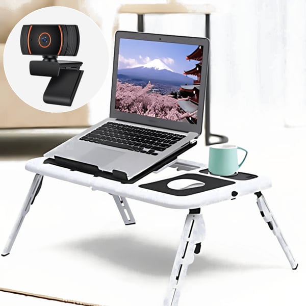 מארז מחשב נייד עם שולחן מתקפל ומצלמת רשת HD