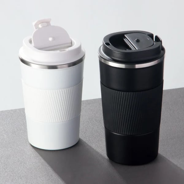 Double-Layer Stainless Steel Thermal Mug - Black or White