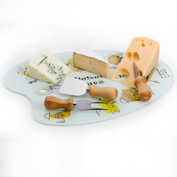 Premium Cheese Knife Set with Designer Glass Board by TOOLS