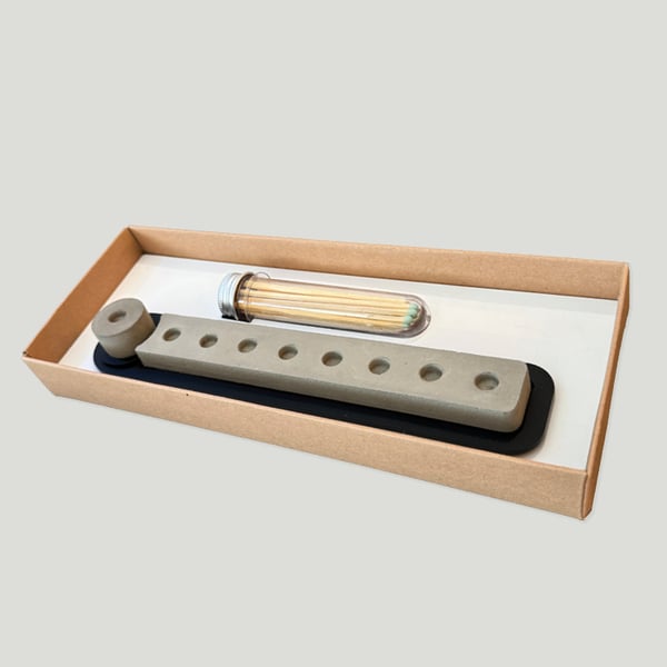 Designer Hanukkiah Set with Concrete and Perspex