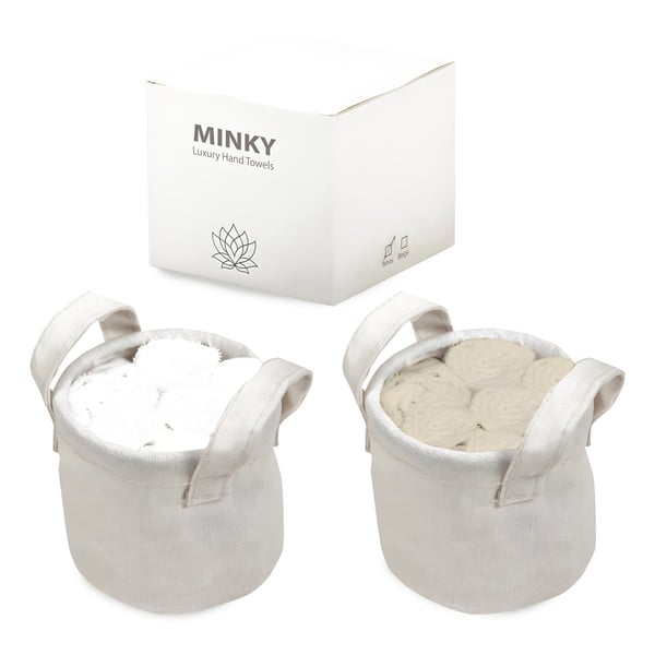 סט יוקרתי של 6 מגבות ידיים עם תיק קנווס - מינקי