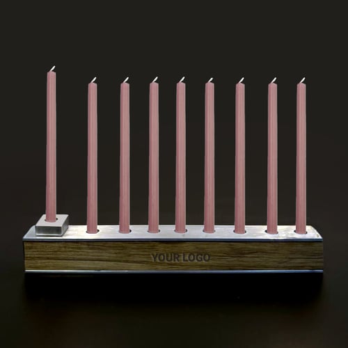 חנוכיית מתכת ועץ יוקרתית עם 44 נרות