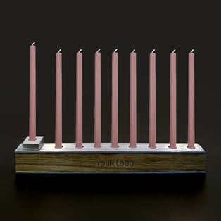 חנוכיית מתכת ועץ יוקרתית עם 44 נרות