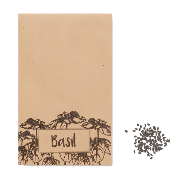 זרעי בזיליקום באריזת קראפט - מיוצר באירופה